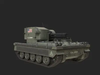 3 Coatings of US Army T249 Vigilante self-propelled AA gun Low-poly 3D model