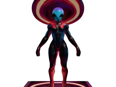 Glowing Neon Alien Device Core 3D model