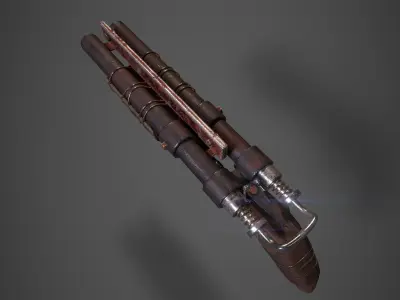 Double barrel shotgun for zombie games  Low-poly 3D model