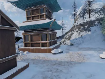Snowy Mountain Village 3D model get