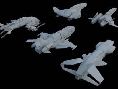 Sci Fi SET -  Aircraft Spaceship 3D model