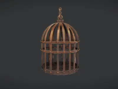 Antique iron birdcage 3D model