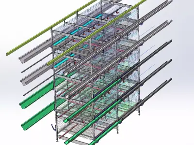 Automated chicken cages 3D model
