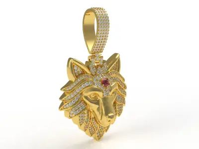 Wolf Diamond Pendant 3D print model