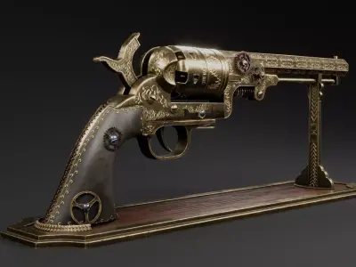 Steampunk 1851 Colt Navy Low-poly 3D model