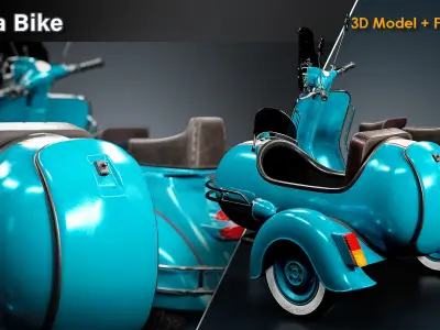 Vespa Bike Low-poly 3D model