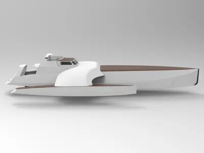 Trimaran Boat Low-poly 3D model