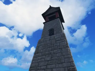 Ancient Japanese  Tower Low-poly 3D model