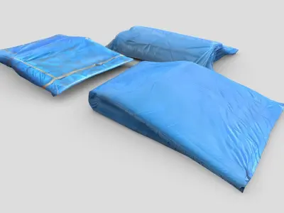 Folded Blue Tarp Pack Low-poly 3D model