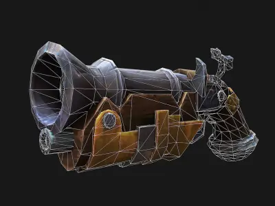 Stylized Hand painted Gun Lowpoly 3d model Low-poly 3D model