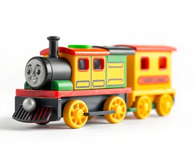 Cartoon Train Set Model Pack with Movable Parts Low-poly 3D model
