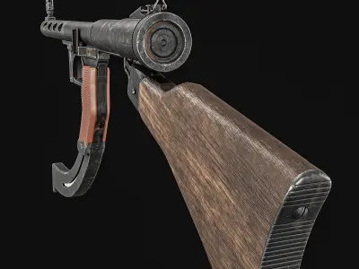 Japanese  Type 1 Nambu Sub Machine Gun  Low-poly 3D model