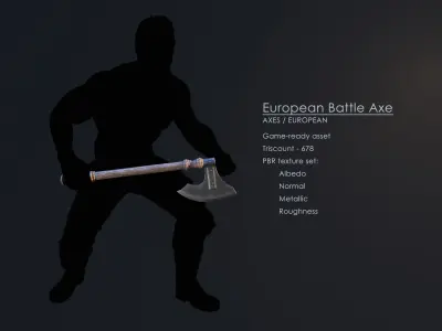 European Battle Axe Low-poly 3D model