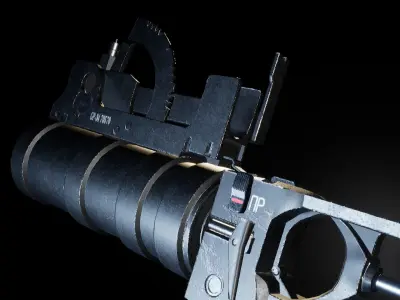 AAA GP-34 Under barrel Grenade Launcher Game Ready PBR Low-poly 3D model