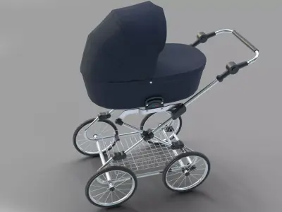 Baby stroller Low-poly 3D model get