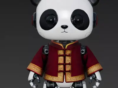 Robotic Panda Character 3D Model Low-poly 3D model