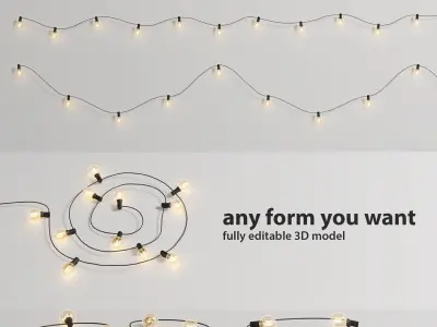 Editable Garland Lights Set 1 3D model