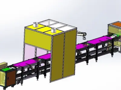 Double speed chain assembly line 3D model