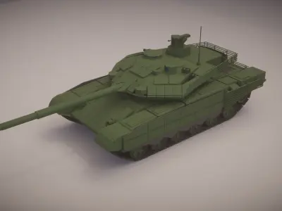 Simple T-90M Tank Low-poly 3D model