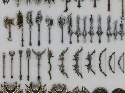 Fantasy arms set Low-poly 3D model