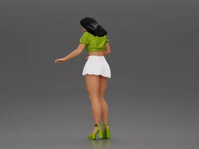woman standing with a top skirt looking want to hold something 3D print model