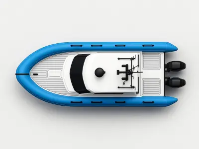 Blue and White Rigid Inflatable Boat Low-poly 3D model