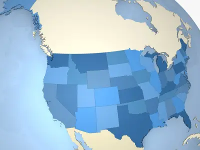 Earth With Countries and US States 3D model