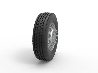 Front custom wheel of semi truck Version 23 Scale 1 to 25 3D print model