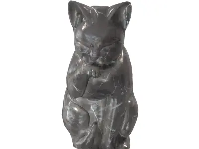 Grooming cat marble statues Low-poly 3D model