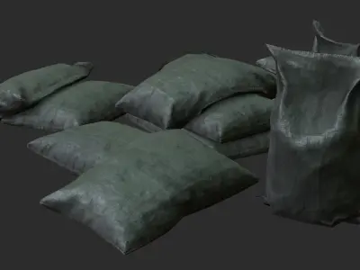 Military Sand Bags Assets 01 Low-poly 3D model