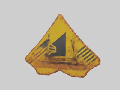 Heavy Machinery Warning Sign model Low-poly 3D model