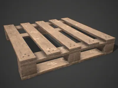Low poly European Wood pallet 07 PBR Game Free low-poly 3D model