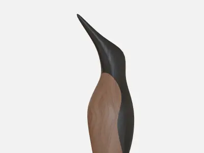 Wood penguin Low-poly 3D model