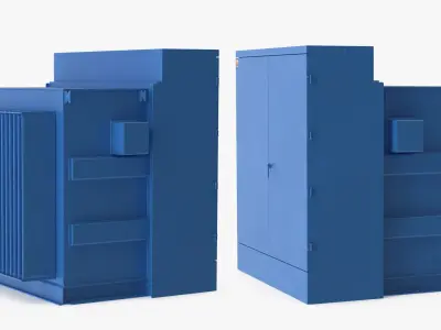 Pad-Mounted Three-Phase Utility Transformer Simplified 3D model