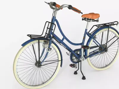 Blue Vintage City Bicycle 3D model