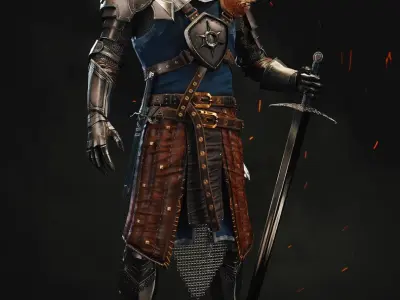 Medieval Knight with Armor and Fur 3D model