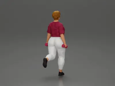 Fat girl training in the gym with dumbbells for leg workouts 3D print model