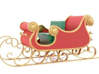 Santa Claus Sleigh Low-poly 3D model purchase