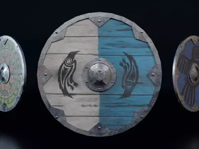 Viking Shield Low-poly 3D model 19