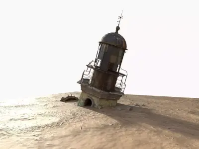 Sunken Lighthouse  In The Desert 3D model