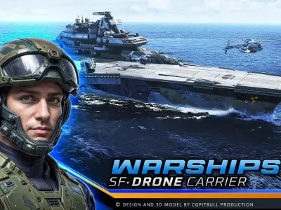 WARSHIPS - Drone Carrier  Low-poly 3D model