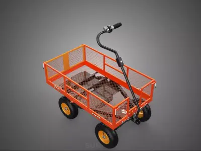 ELECTRIC POWERED STEEL MESH TRAY GARDEN WHEELBARROW WAGON CART 4 3D model