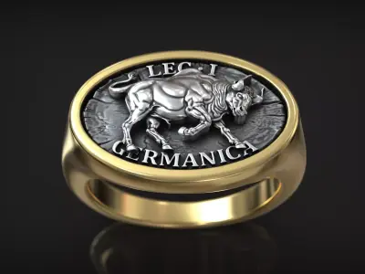 Roman Legion Germanica Buffalo Bull Antique Ring 3D print model