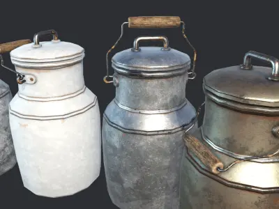Old Rusty Milk Jugs Low-poly 3D model