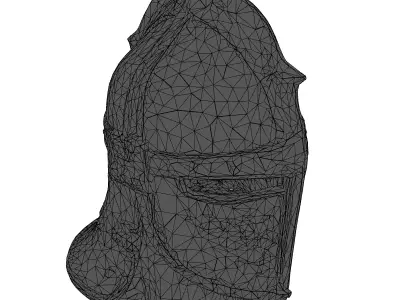 Medieval Knights Helmet with Chainmail Low-poly 3D model