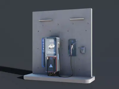 Futuristic EV Charging Station Low-poly 3D model