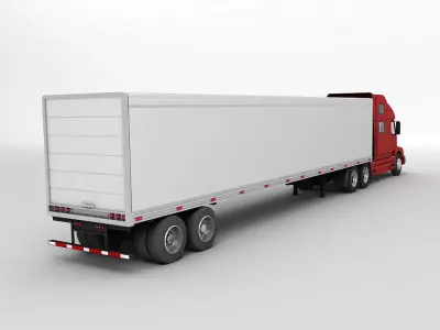 Volvo Semi Truck With Box Trailer 3D model