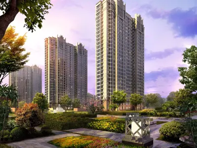 3Dmax fashion city commercial square building 132 3D model