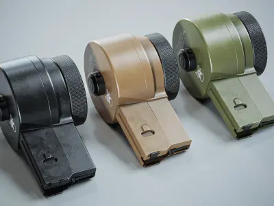 X Products X-91 50 Round Drum Magazine AR Low-poly 3D model