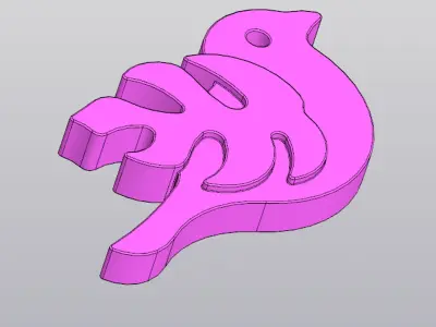 Bird with a wing-leaf Keychain Free 3D print model